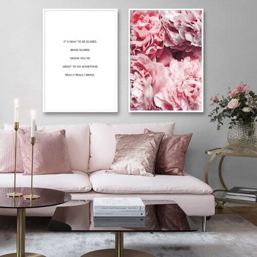 Flower Poster Nordic Pink Peony Wall Art Canvas Painting Modern Wall Prints Decoration Pictures For Living Room Quote Home Decor