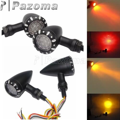 1 Pair Motorcycle LED 3 in 1 Turn Siganl Light Flasher Rear Turn Signal Lamp Brake Running Light For Harley Cafe Racer Chopper