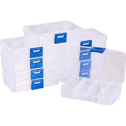 10Pcs Clear Plastic Jewelry Dividers Box Organizer Adjustable 8 Grids Compartment Jewelry Bead Storage Display Container Case