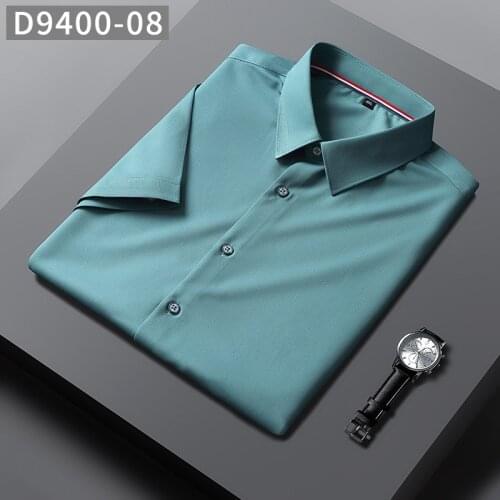 Soft Cozy No Pockets Thin Solid Color 20Color Casual Business Formal Printed Half Sleeve Shirt Men Slim Fit Non-iron Work Shirt
