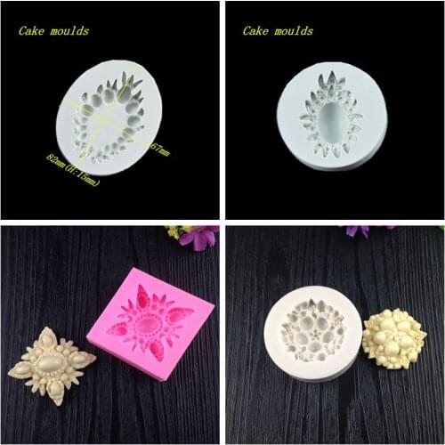 Flowers Gems Shape Silicone Cake Mould Fondant Mold Chocolate Mold DIY Cake Decorating Tool Pearl Relief Mould Baking Tool