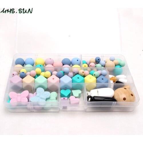MHS.SUN Food Grade Nursing Silicone Beads DIY Kits Jewelry Accessories Chewable Baby Teething Beads For Pacifier Chain DIY Set