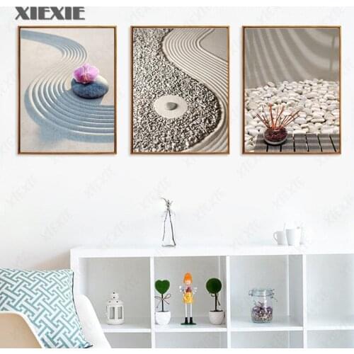 Modern Prints Zen Stones Orchid Flower Canvas Painting Wall Art Posters and Prints HD Pictures for Living Room Decoration