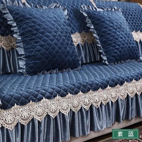 Modern Simplicity Navy Blue Chenille Sofa Cover Living Room Anti-slip Sofa Slipcover Cushion Backrest Pillowcase Combination Kit