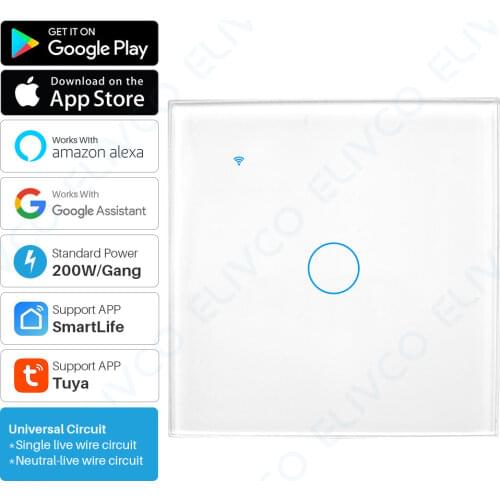 Tuya Smart WiFi Switch No Neutral Wire Required Smart Touch Switch 1 2 3 Gang Tuya Smart Home Support Alexa Google Assistant