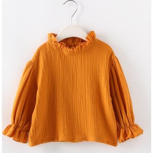 Vintage floral shirt for girls cotton linen infant baby long sleeve blouse Spring fall toddler girls shirt kids children blouse