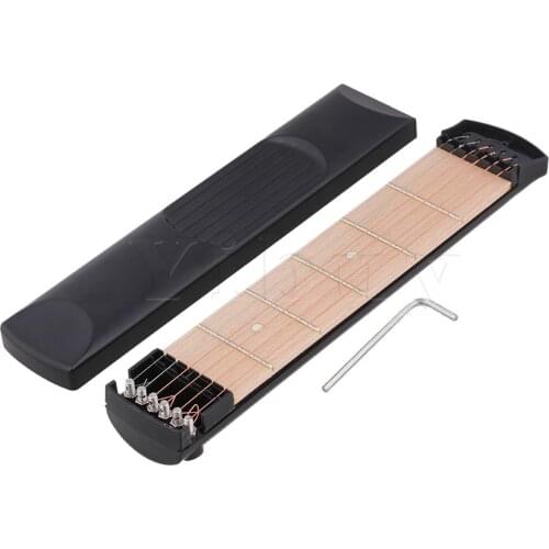 Yibuy 255x50mm Black Left Handed Pocket Guitar 6 Strings 6 Fret with Case