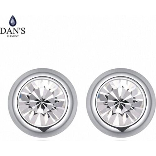 DANS ELEMENT 10 Colors Real Austrian Crystals Round classic Vintage Stud earrings for women New Sale Hot 117673Crystal