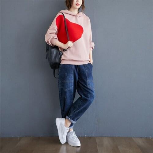 Women Sweet Splice Sweatershirts Spring Fall Korean Plus Size Casual Female Pink Hoodies Long Sleeve Lady Pullovers Tops Clothes