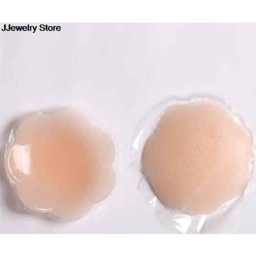 1Pair Petal Round/Heart/Flower Shape Pasties Nipple Cover Invisible Reusable Self Adhesive Silicone Bra Pasties Chest Stickers