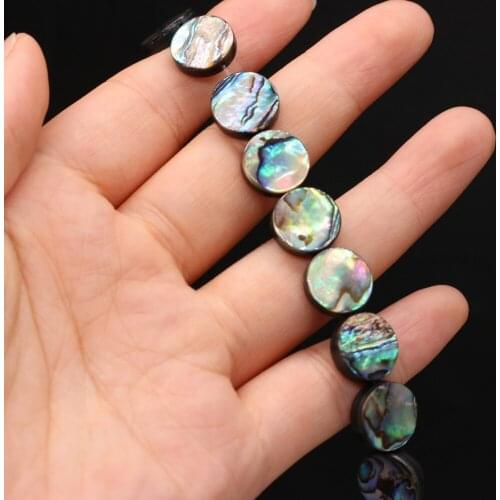 1 Pcs Natural Abalone Shell Round Beaded Handmade Crafts DIY Cute Party Necklace Bracelet Jewelry Gift Bead Making for Men Women