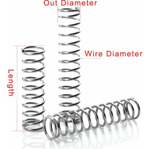 1PCS Compression Spring Stainless Steel Spring Compression Pressure Spring Wire Dia. 0.3/0.4/0.5/0.6/0.7/0.8mm OD Length 30