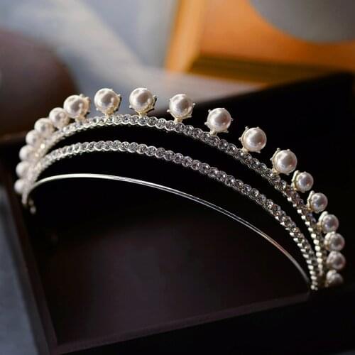 2 colors Princess Brides Tiara Headpieces Pearls Crystal Brides Hair Headpieces Wedding Hair Accessories