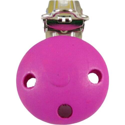 25PCS #11 HOT PINK Color Natural Wood Baby Pacifier Suspender Clips