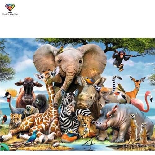 XUEQIXIAOZU 5D DIY Diamond Embroidery Elephant Forest Picture of Rhinestones Diamond Painting Cross Stitch Needlework Decor