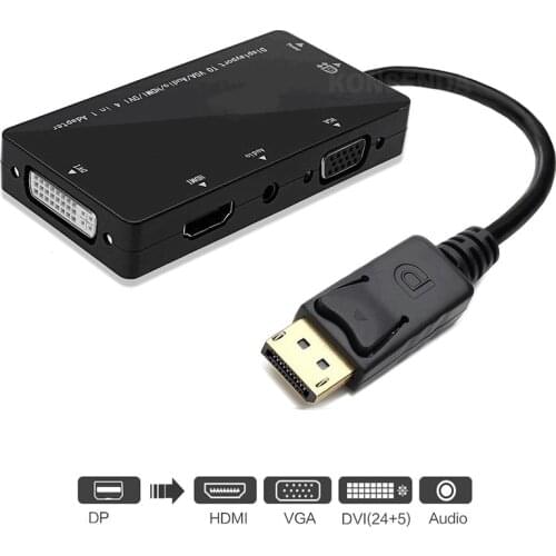4 in 1 DP to HDMI VGA DVI Audio Adapter DP Cable Converter DisplayPort Adapter for Xbox PS5 4 Mac Book Pro Air Monitor