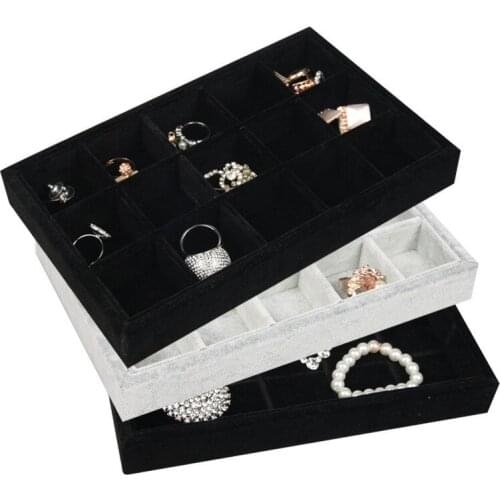 Velvet Jewelry Display Tray Holder Casket Storage Organizer Jewelry Beads Earrings Ring Pendant Box 22*14*3cm