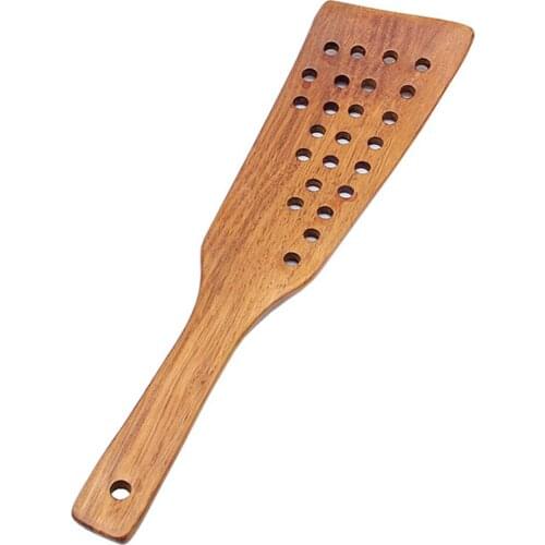 Household non-stick wooden spatula cooking spatula high temperature resistant fried egg steak slotted 24-hole filter spatula
