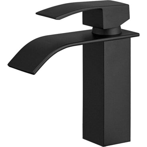 Black Square Bathroom Sink Faucet Single Handle Basin Faucet Hot Cold Water Mixer Wash Tap Bathroom Toilet Deck Mounted Tap