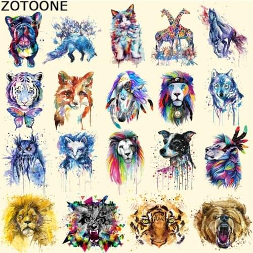 ZOTOONE Iron on Colorful Animal Patches for Clothes DIY Heat Transfer Vinyl Washable Stickers Lion Owl Tiger Patch Decoration