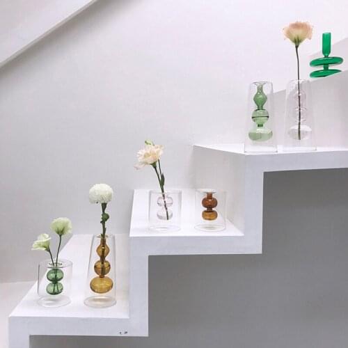Flower Vase For Table Decoration Living Room Decorative Vase Modern Tabletop Terrarium Glass Containers Table Glass Vase
