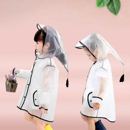 Raincoat girls boys kindergarten baby cute poncho transparent rain coat