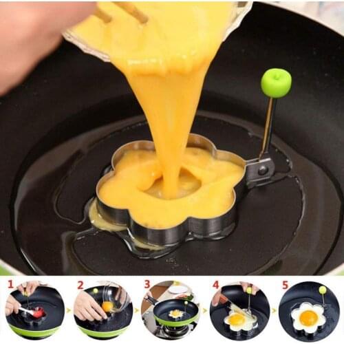 5 Shapes Frying Egg Pancake Cooking Tools Kitchen Accessories Tools Stainless Steel Fried Egg Shaper Mould Omelette Decoration