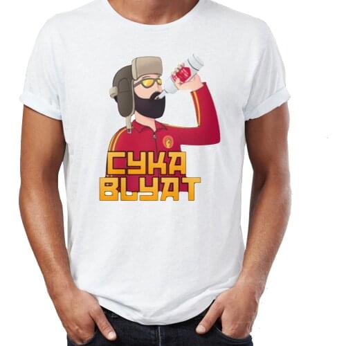 Cyka Blyat T-shirt Funny Unisex Russian Drink Vodka Printing Rush B Shirt Top Streetwear T shirt Cotton Short Sleeve Tee shirt