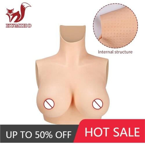 KUMIHO 6G Silicone Breast Forms New Upgraded Material Porous Silica Gel Prosthesis Artificial Skin Lifelike Fake Boobs shemale