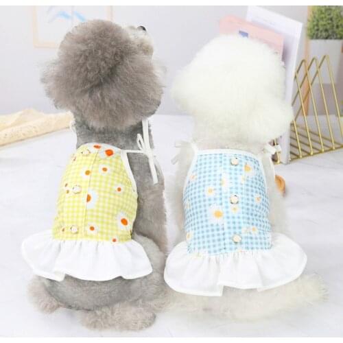 Summer Thin Dog Dress Sling Cat Dresses Cute Printing Vest t-shirt Pet Dress Dog Dresses For Small Medium Dog Chihuahua Clothes
