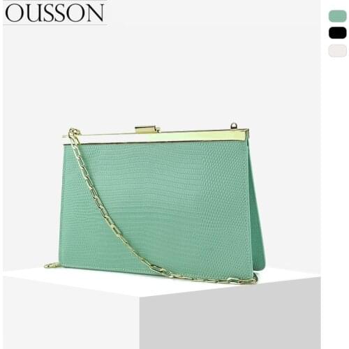 OUSSON 2021 New Design Small Square Leather Underarm Bag Exquisite Female Lizard Pattern One Shoulder Bag