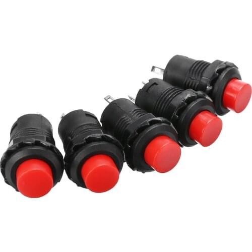 Mayitr 5pcs 12mm Waterproof Momentary Push Button Switch Red Car Dash On-Off Momentary Push Button Horn Doorbell Switch