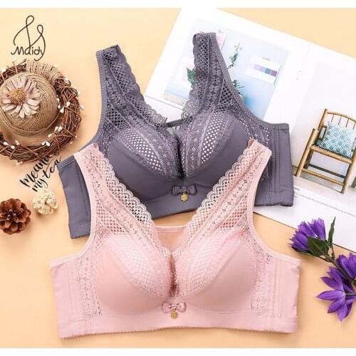 Maidy 2019 New Women Bra Seamless Female Bralette Sexy Lace Bras Thin 3/4 Cup Wire Free Underwear Brassiere Plus Size 34B-40C