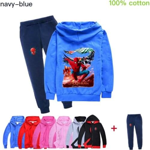Spideman Fashion Trend Boys And Girls Jacket + Trousers Spring And Autumn Sports Suit