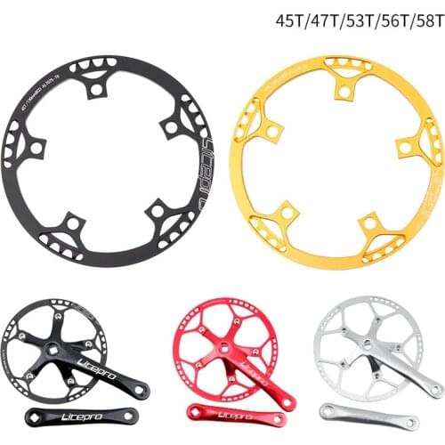 Single-speed Bicycle Crank Chainwheel Set 45T/47T/53T/56T/58T BCD 130mm Chainring 170mm Crank Bicycle Parts For Folding Bike