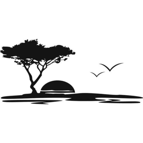 LLY-0462 Fashion Car Sticker Sunset Landscape Fashion Decal PVC New Design Fashion Style Sunscreen Waterproof Exquisite Decals