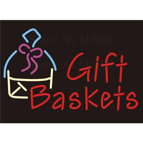 NEON SIGNS Gift Baskets restaurant Beer Wine Real GLASS Tube BAR PUB Signboard Display Decorate Store Shop Light Sign 17*14"