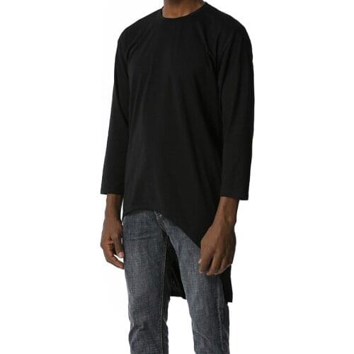 Irregular Mens Longline Tshirt 2020 Brand Hip Hop High Street T Shirt Men Slim Fit Long Sleeve Streetwear T-shirt Men Camisetas