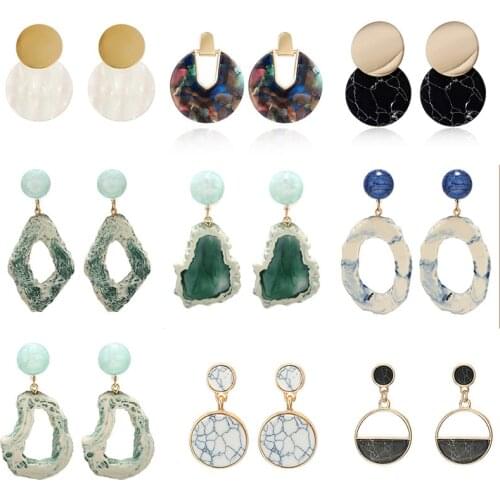 New Fashion Geometric Acrylic Statement Drop Earrings For Women Personality Acetic Acid Resin Dangle Hanging Earring Jewelry