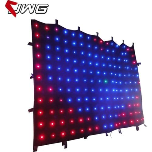 Free Shipping P10 2mx6m Fireproof LED Video Curtain DMX Control Led Video Display Vision Curtain Screen Wedding Stage Decoration
