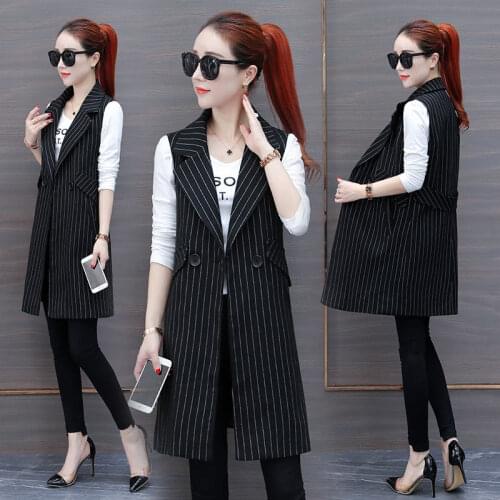 Autumn Fashion Women Slim Long Vest Casual Plaid Sleeveless Jacket Female V-Neck Outerwear Elegant Vests Plus Size 5XL Y333