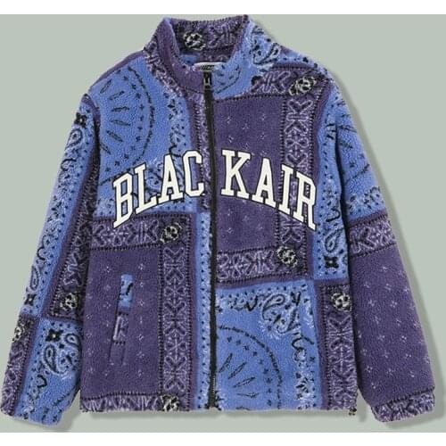 Harajuku Cashew Flower Print Lambswool Parka Men Hip Hop Streetwear Folk Custom Parkas Winter Thicken Couple Unisex Coat Jacket