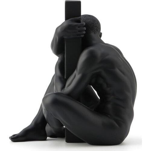 Resin creative human body art naked man and pillar sculpture birthday gift decoration table decoration shop treasure