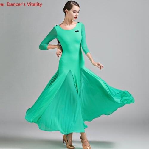 Professional Women Ballroom Dance Dress Sexy Backless Big Swing Dresses Adult Female Waltz Tango Dance Performance Costumes