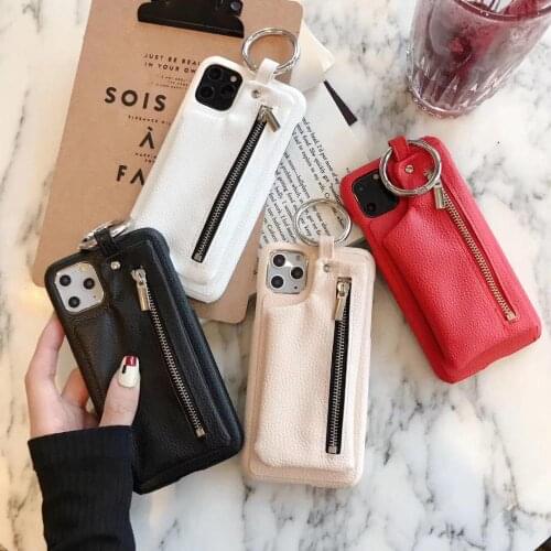 Luxury Fashion Zipper Purse Wallet Leather Back Phone Case Cover For iPhone 12 Mini 11 Pro XS Max XR X 7 8 6 6S Plus SE