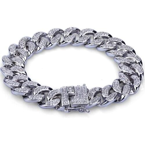 Lucky Sonny Cuban Bracelet Silver Gold Color Zircon Micro Paved Hip Hop Bling Chain Bracelet Party Jewelry Bijoux Free Shipping