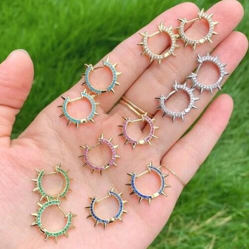 5Pairs Gold fashion colorful Rainbow Zircon Crystal CZ Huggie Hoop Earrings Piercing Ohrringe Pendiente Luxury Fine Jewelry