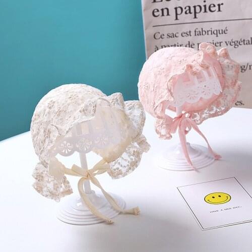 New Cute Lace Baby Hat Summer Thin Cotton Skin-friendly Breathable Cover Baby Accessories Newborn Shooting Props Girls Sun Hat