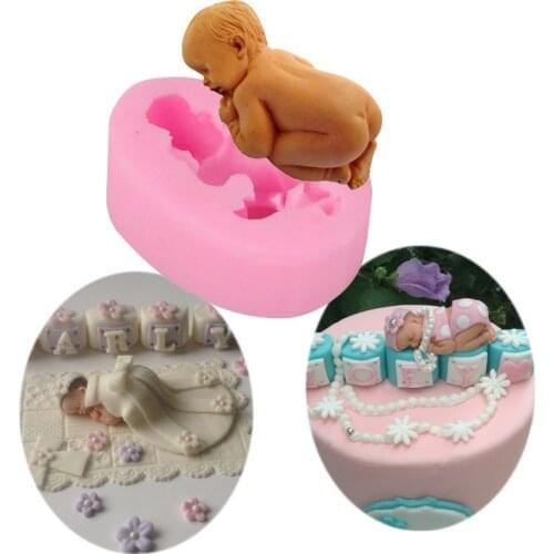 3D Sleeping Baby Doll Silicone Cake Mold Face Down Baby Party Fondant Cake Decorating Tools Cupcake Chocolate Baking Moulds