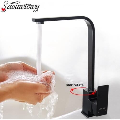 Kitchen Faucet Basin Bathroom Faucet Deck Installation Hot And Cold Home Black 360° Rotating Splash Sink Hot And Cold Mixer